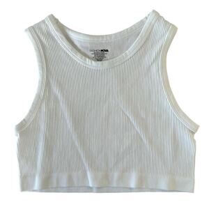Fashion Nova Women's Sleeveless Ribbed Tennis Cropped Top Stretch Size M/L White